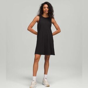Lululemon black ribbed cotton modal dress